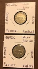 1946(B),1947(B) British India 1/4 Rupee SET OF 2 Coins-George VI-KM#548 picture