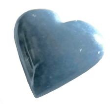 Blue Angelite Puffy Heart Palm Stone Rock Crystal Healing Reiki Energy Polish picture