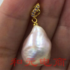 HUGE pink baroque pearl pendant 18K gold plating Mesmerizing pendant hand-made picture