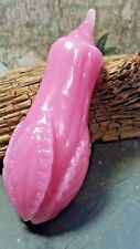 ANTIQUE/VTG CHINESE PEKING GLASS SNUFF BOTTLE CARVED PINK CABBAGE DETAILED W/LID picture