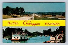Cheboygan MI-Michigan, General Banner Greeting, Antique Vintage c1962 Postcard picture