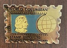 Vintage 1992 Wolrd Colombian Stamp ExpoChicago Lapel Hat Pin picture