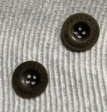 2 Vintage Militares Equipments Brass Buttons Military 4 Hole Buttons Pre-owned picture