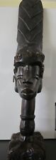 Carved Wood Sculpture Tribal African Queen Black Female Figural 22