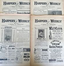 Harper’s Weekly Lot Of 4 - 1890 & 1891 Engravings Indian - Political - Ads picture