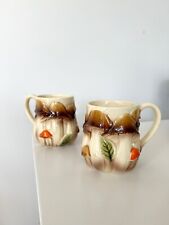Retro 1970s Pair of Mushroom Mugs Coffee Cup 3D shroom design relief shiny mug picture