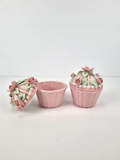 Robert Gordon Australia Scrumptious Pink Rose Cupcake Trinket Boxes X 2 VGC picture