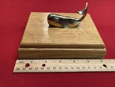 Small Wood Trinket or Canasta Box w/Brass Whale Handle~Box is 6.25” x 4.5” x1.5” picture