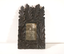 Antique Hand Carved Oak Wood Picture Frame Black Forest Tramp Art Small Size picture