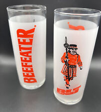 Vintage Beefeater Gin Lime & Tonic Frosted Glasses BLT Slender Pair Of Glasses picture