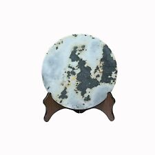 Chinese Natural Dream Stone Round White Fengshui Plaque Display ws2255 picture