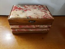 Large Vintage Wooden & Cloth Sewing/ Jewelry Box picture