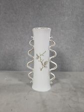 Stunning White Capodimonte Style Vase With Flowers and Ribbon Decor 7.25