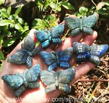 1pcs Natural Labradorite Quartz Crystal Hand Carved Butterfly  Healing picture