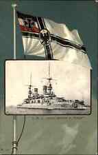 Battleship S.M.S. Kaiser Wilhelm d. Grosse German Flag c1910 Postcard picture