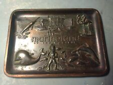 Vintage Marineland of the Pacific 3D Relief Decorative Tray Metal Copper Trinket picture