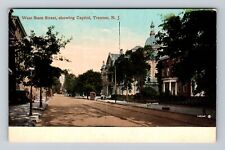 Trenton NJ-New Jersey, West State Street Showing Capitol, Vintage Postcard picture