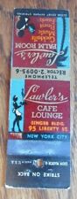 GIRLIE WAITRESS: LAWLER'S CAFE c1930s MATCHBOOK MATCHCOVER (NEW YORK CITY) -E12 picture
