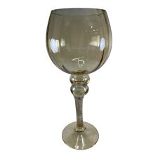 Vintage Large Champagne Glass Peach Colored Iridescent Candy Candle Compote picture