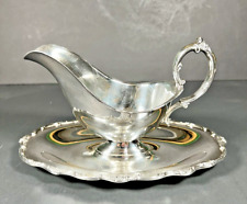 Vintage Gravy Boat with Attached Drip Plate Wellington by Wm Rogers Silver Plate picture