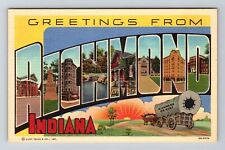 Richmond IN-Indiana, LARGE LETTER Greetings Vintage Souvenir Postcard picture
