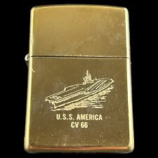 Zippo 1993 USS America CV-66 Aircraft Carrier 2 Sided Brass Lighter Vintage picture