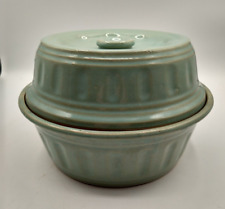Green Dutch Oven '40s McCoy Pottery Covered Casserole Dish Stoneware Made in USA picture