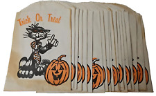VTG Halloween Candy Bag Jack-o-lantern Pumpkin Black Cat In Costume Paper Sack picture