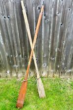 Antique Distressed Wooden Oars Pair Rare Collectible  picture