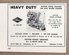 1958 Print Ad Petter Marine Diesel Engines Woodside,NY picture