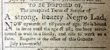 1802 Philadelphia PA newspaper w AD- SALE of an 18 year old NEGR0 LAD as a SLAVE picture