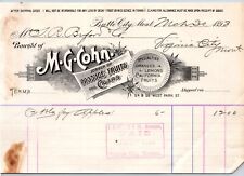 Butte City, MT M.G. Cohn Produce Fruits Cigars 1893 Billhead S.R. Buford* picture