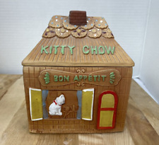 Vintage Shafford Cat Gingerbread House Cookie Treat Jar KITTY CHOW Japan picture