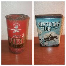 Vintage Tin Metal Can Fire Extinguisher Metal Kentucky Club Cigarette Tobacco picture