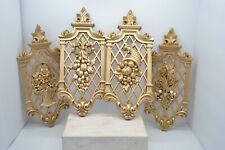 Vintage Syroco Gold Plastic Floral Lattice Wall Decor MCM Classic Set of 4 picture
