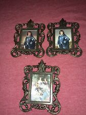 Frames - Lot Of 3 Metal Small Rectangle Miniature 2x1/2 Picture Photo Italy picture