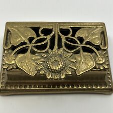 Vintage Solid Brass 2 compartment Stamp Box Sunflower Design picture