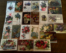Lot of 23 Flowers in Baskets & Vases ~Vintage Antique Greetings~Postcards-k-565 picture