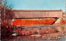 Picturesque Covered Bridge Lowes Dover Foxcroft Greenville Maine ME Postcard VTG picture