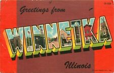 1953 Greetings From Winnetka, Illinois -  Vintage Big Letter Postcard picture