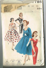 Slim or Full Skirt Dress Pattern Butterick 7785 Sz 13 B 31 1950’s VTG Fashion picture