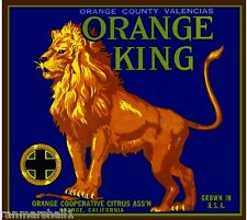 Orange County Lion King Orange Citrus Fruit Crate Label Art Print picture