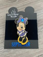 Disney 2002 Minnie Mouse SEPTEMBER Sapphire Birthstone Birthday Pin New on Card picture