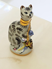 Vintage MMA Porcelain CAT HOLDING MOUSE  Perfume / Scent Bottle #1651 picture