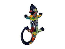 Talavera Iguana Large Mexican Pottery Folk Art Wall Art Multicolor Length 16.25