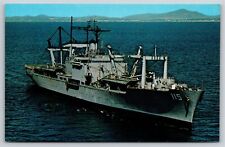 Military~Air View USS Mobile LKA-115 Amphibious Cargo Ship~Vintage Postcard picture