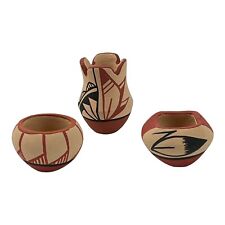 Vintage Native American Pottery Miniatures Signed VC Lot of 3 picture