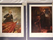 Vintage Rare Pair USSR Lenin on the Stand & to Petrograd Propaganda Prints  picture