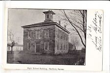 VINTAGE POSTCARD HIGH SCHOOL BUILDING HARTFORD KANSAS c. 1908 picture