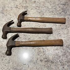 Lot Of 3 Vintage Claw Hammers Wooden Handled picture